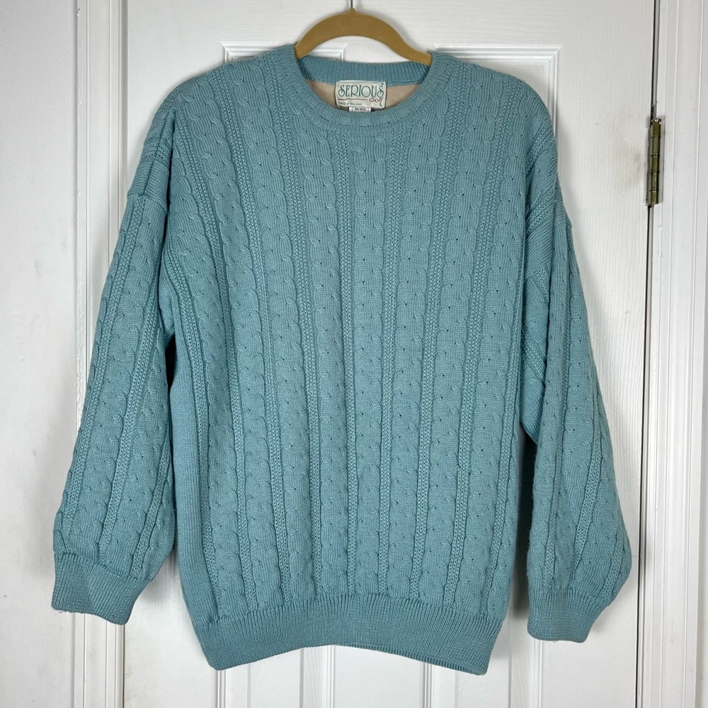 Vintage Serious Golf Sweater Menβs Large Wool Blend Cable Knit Ireland